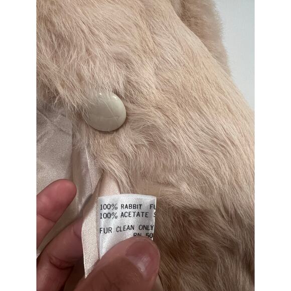 Vintage Women’s Rabbit Fur Short Beige Jacket Small - Picture 10 of 12